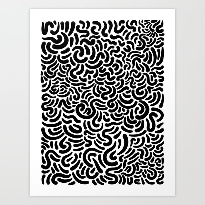 Black and White Waves Art Print