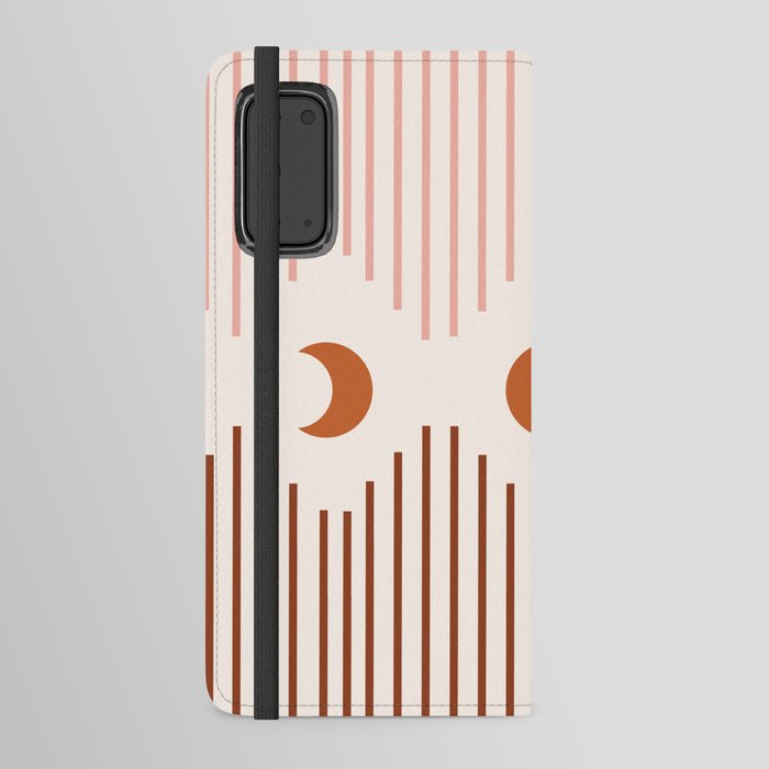 Geometric Lines Pattern in Terracotta Beige Pink 2 (Moon phase) Android Wallet Case