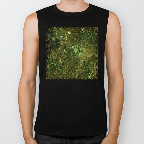 The Wolves Hidden in the Jade Green Galaxy Biker Tank