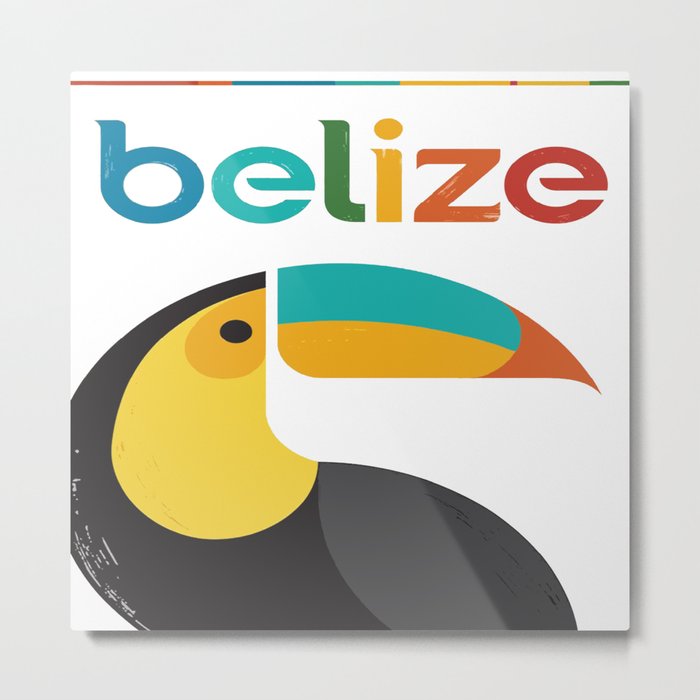 Belize Toucan Colorful Retro Vintage Travel Poster Metal Print