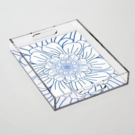 Blue Flower Outline Acrylic Tray