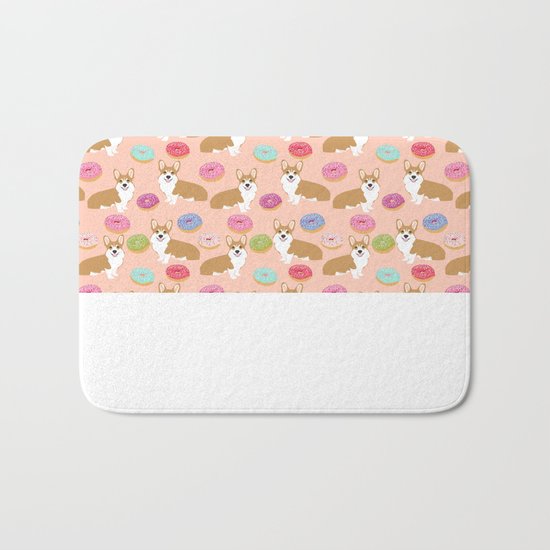 Corgi donuts cute junk food welsh corgi puppy gifts for dog person pet portrait must have dog art Bath Mat