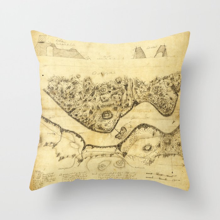 Original West Point Survey Map October 24th-27th 1783 Throw Pillow