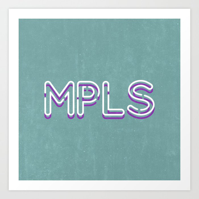 MPLS Minneapolis Minnesota Neon Typography Art Print by Photography by