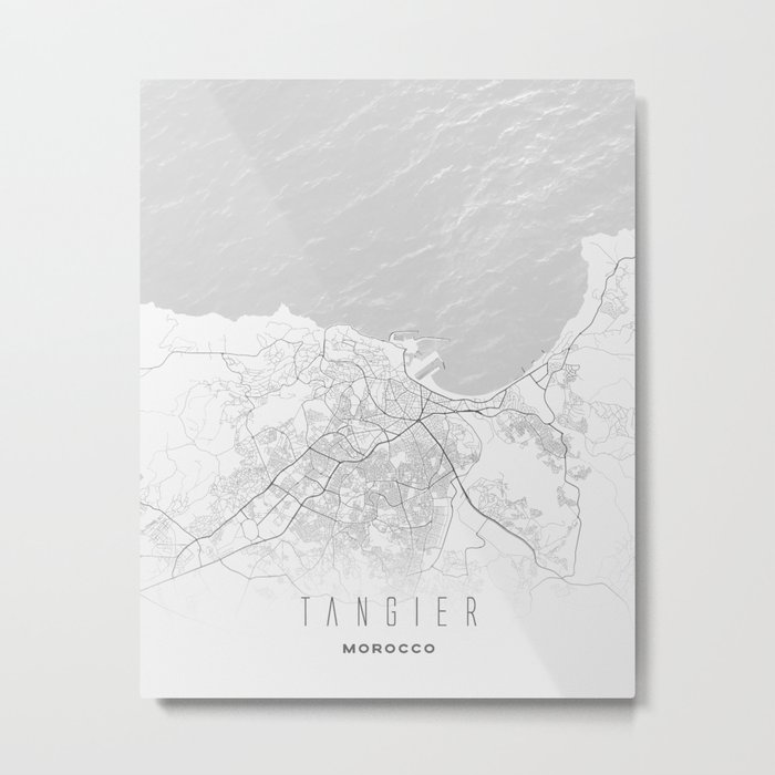 Tangier City Map - Light Metal Print