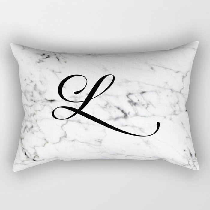 Letter L on Marble texture Initial personalized monogram Rectangular Pillow