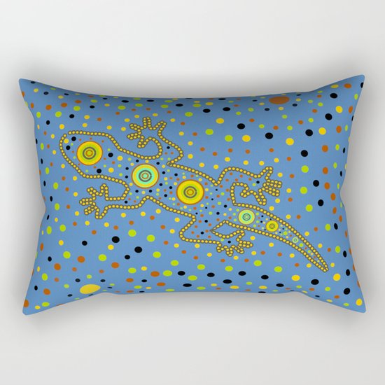 Lizard- aboriginal in blue Rectangular Pillow
