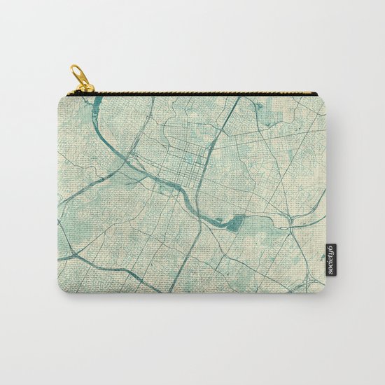 Austin Map Blue Vintage Carry-All Pouch