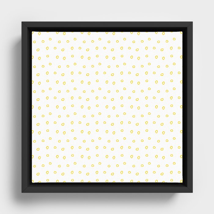 Yellow minimal hand drawn ring pattern Framed Canvas