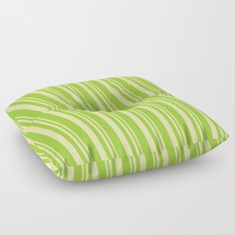 [ Thumbnail: Pale Goldenrod & Green Colored Lines Pattern Floor Pillow ]
