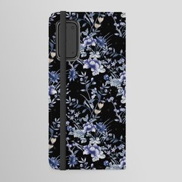 Chinoiserie Flowers and Dots Pattern Blue and Bisque Android Wallet Case