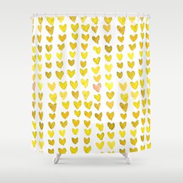 Brush stroke hearts - yellow Shower Curtain