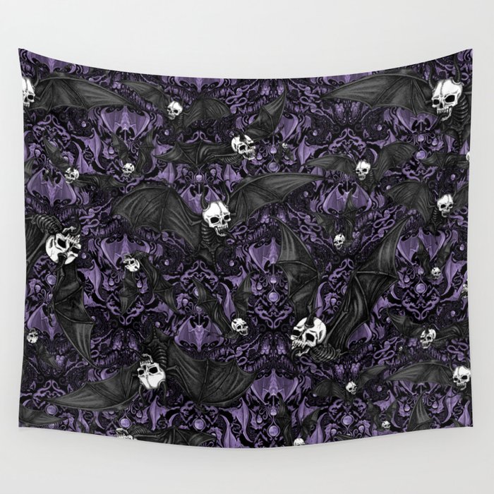 Skelebats - Royal Purple Wall Tapestry
