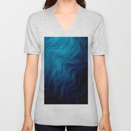 Dark BLUE background with lines. Colorful illustration, which consists of curves. V Neck T Shirt
