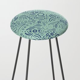 Intricate Exotic Pattern Blue Counter Stool