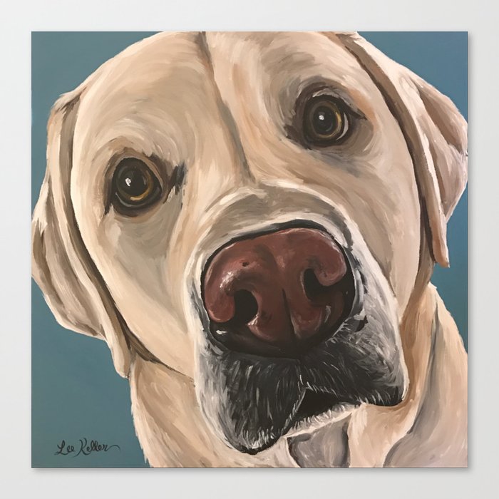 Yellow Lab Painting Upclose Dog Art Canvas Print By Leekeller
