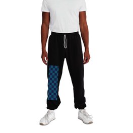 Navy Blue and Teal Checkered Checkerboard Pattern Sweatpants