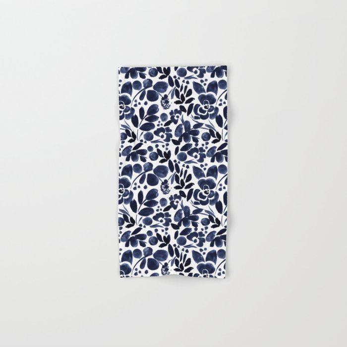 Navy Floral - medium Hand & Bath Towel