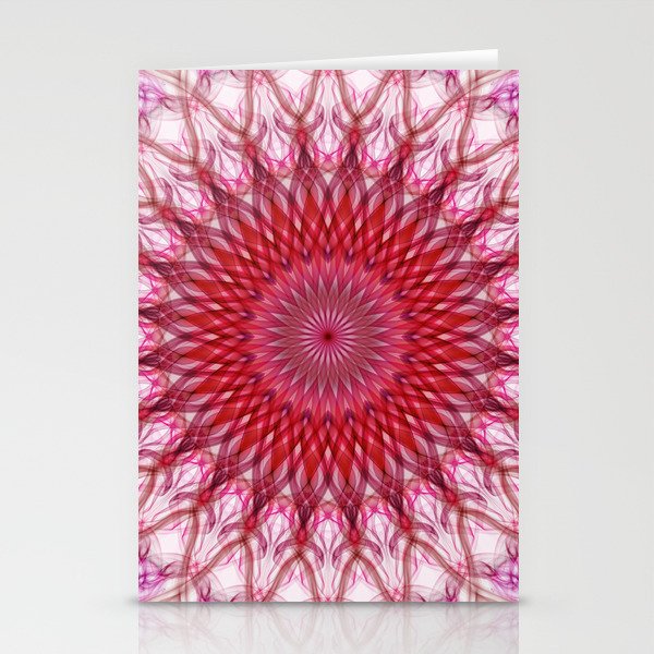 Red and white mandala Stationery Cards
