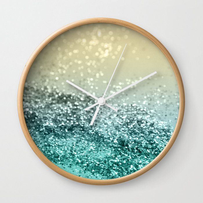 Lemon Twist Beach Glitter #2 (Faux Glitter) #shiny #decor #art #society6 Wall Clock
