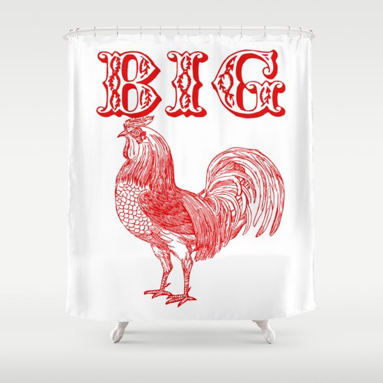 Big Red Rooster Humorous Print Shower Curtain By Shirtsandgiggles