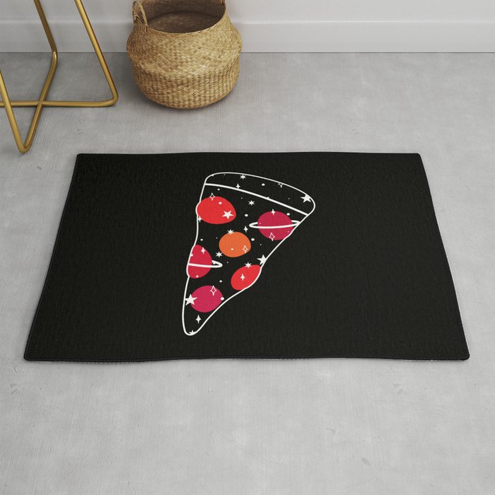 Space Pizza (black) Rug