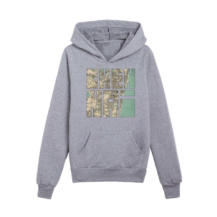 Chennai City Map of Tamil Nadu, India - Vintage Kids Pullover Hoodie