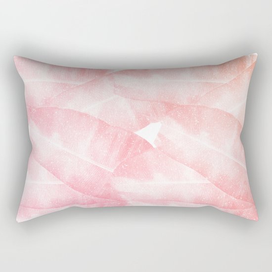 Banana Leaves Pink Rectangular Pillow