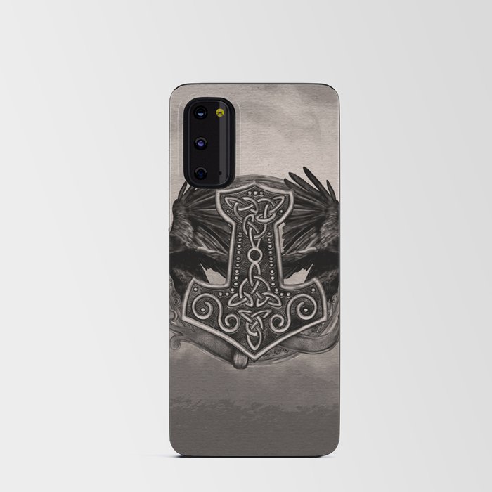 Mjolnir The hammer of Thor and ravens Android Card Case