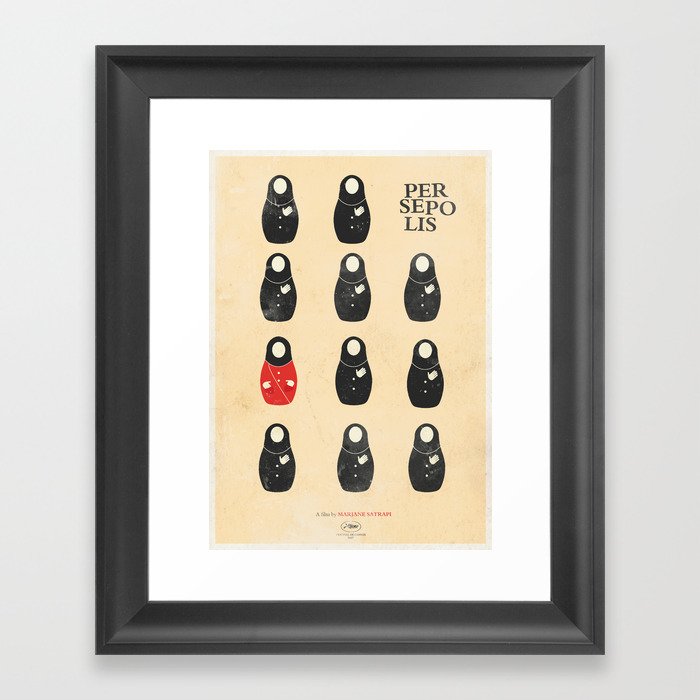 Persepolis Movie Poster Graphic Novel Cartoon By Marjane Satrapi Animated Biography About Iran Framed Art Print By Stefanoreves Society6