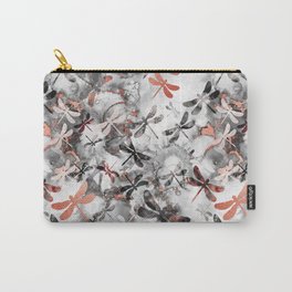 Dragonfly Lullaby in Marble and Rose Gold Carry-All Pouch