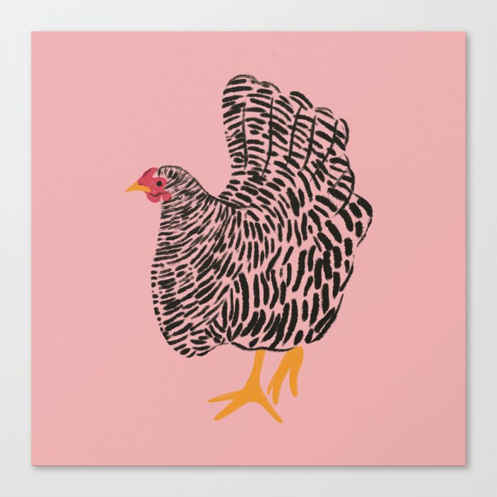 Chicken w/ Pink Background Canvas Print