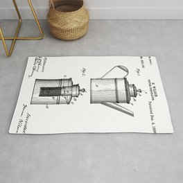 Coffee Patent - Coffee Shop Art - Black And White Rug