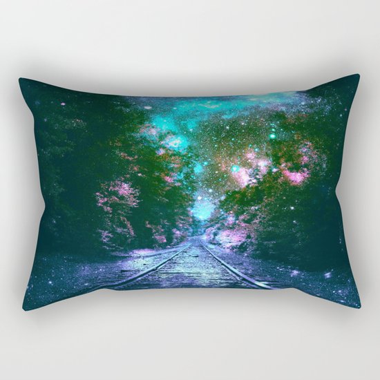 train tracks Next Stop Anywhere bright Rectangular Pillow