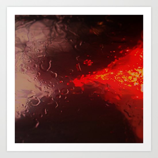 Abstract Red Rain Art Print