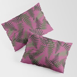 Fern Leaf Pattern on Magenta Background Pillow Sham