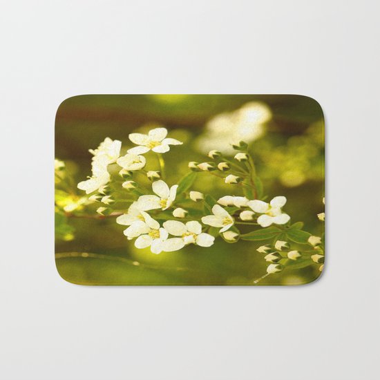 Tiny White Flowers Bath Mat