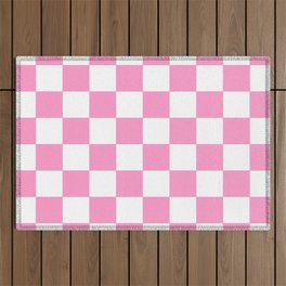 Damier 2 pink and white Outdoor Rug