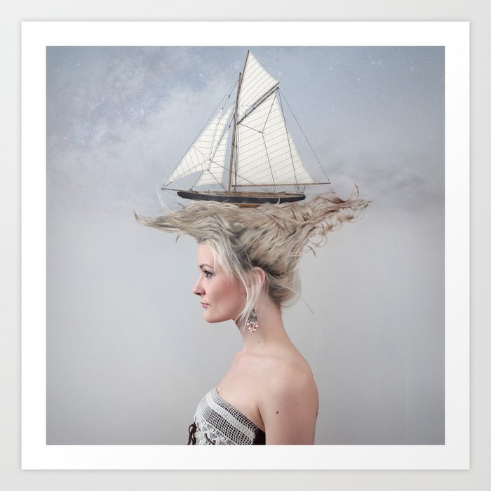 Sailing - White Art Print