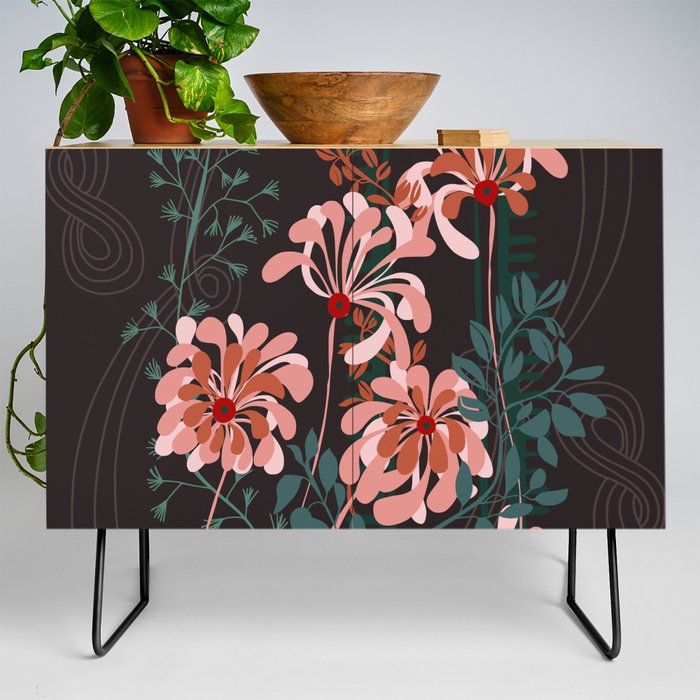 Alfons Mucha would love this flowers – taupe Credenza