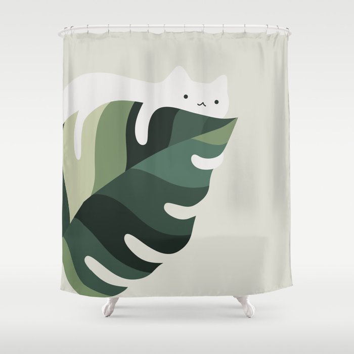 Cat and Plant 12C Shower Curtain