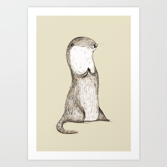Sitting Otter Art Print