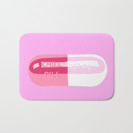 Chill Pill Pink Bath Mat | Cheerful, Fine, Pop, Medication, Curated, Drugs, Kids, Fun, Amusement, Digital 