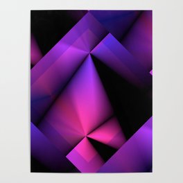 Abstract Geometric Diamond Gradient Black Purple Pink Flame Poster