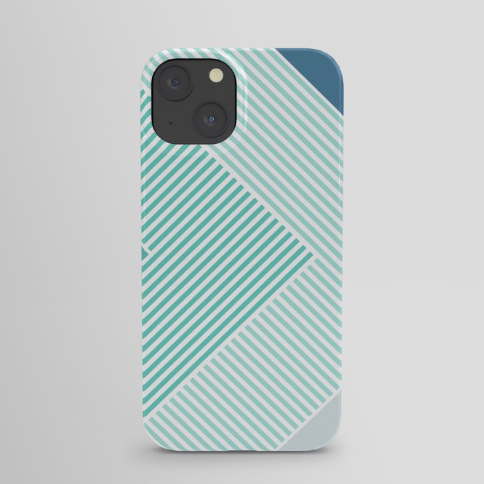 Teal Vibes - Geometric Triangle Stripes iPhone Case