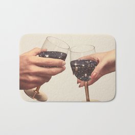 Primordial Wine Bath Mat | Love, Salut, Stars, Couple, Curated, Wine, Space, Collage, Beige, Hands 