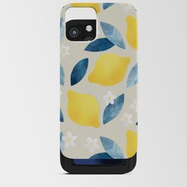 Lemons and Blue Leaves Pattern iPhone Card Case