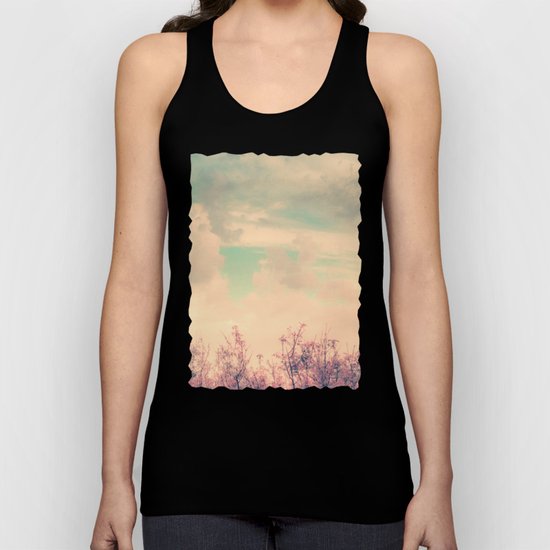 Spring Daydream (Dusty Pink Flowers, Mint Green Sky) Unisex Tank Top