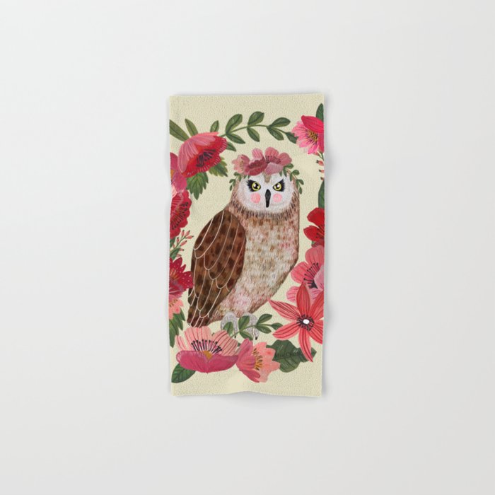 Floral Owl Hand & Bath Towel