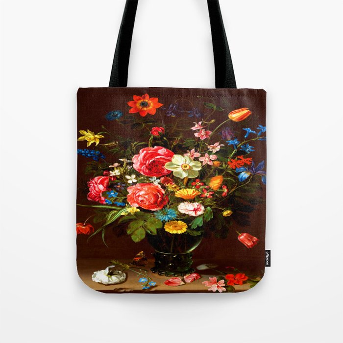 Flower bouquet oil painting work of art claroscuro classic vintage decorative home decor Tote Bag
